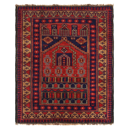 Small Prayer Carpet 2' 11" x 3' 10" ft / 90 x 116 cm - No. W35581