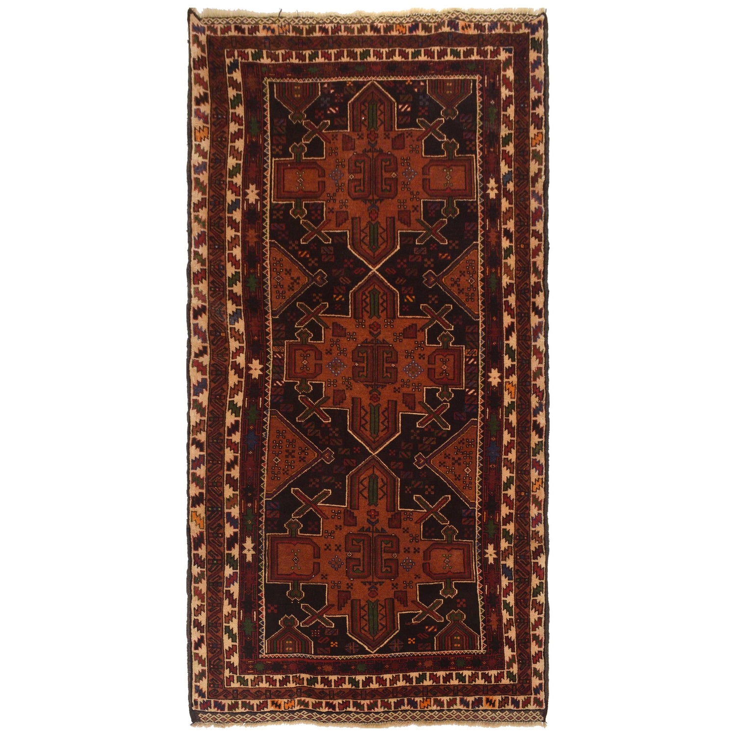 Traditional Baloch Rug  3' 5" x 6' 7" ft / 105 x 201 cm - No. W35623