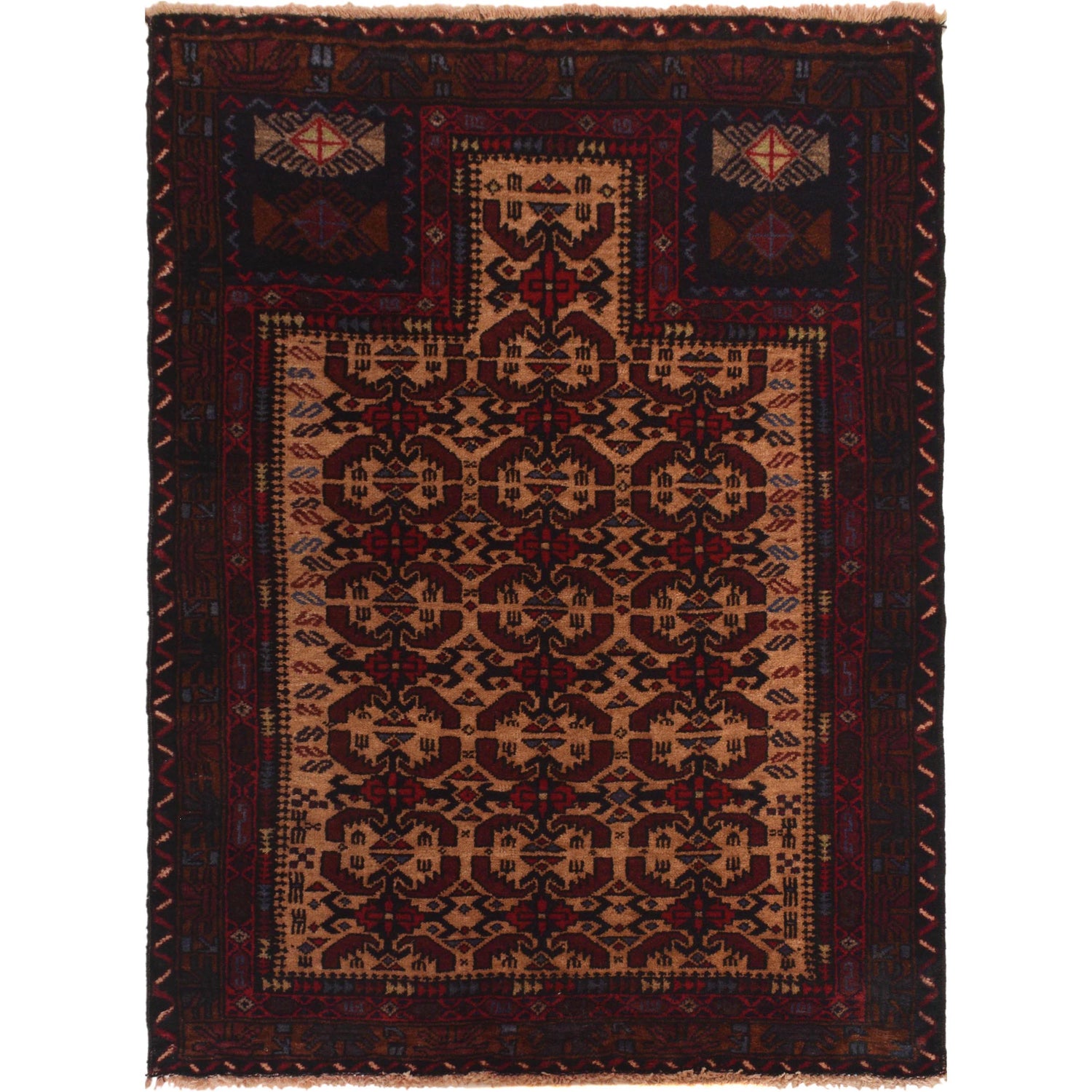 Handmade Prayer Rug  2' 9" x 3' 9" ft / 83 x 115 cm - No. W35626