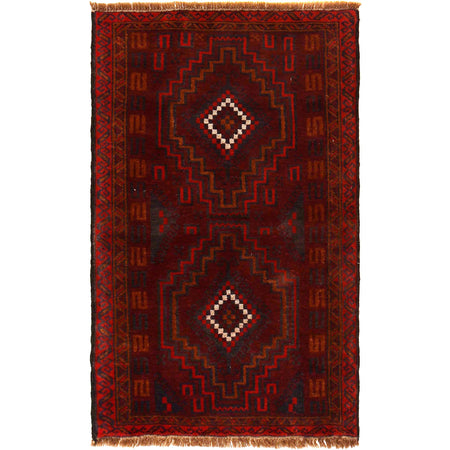 Red Color Baluchi Rug 2' 10" x 4' 8" ft / 87 x 143 cm - No. W35632