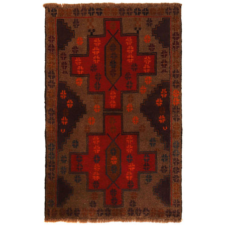 Hand Knotted Baluchi Rug 2' 10" x 4' 3" ft / 87 x 130 cm - No. W35633