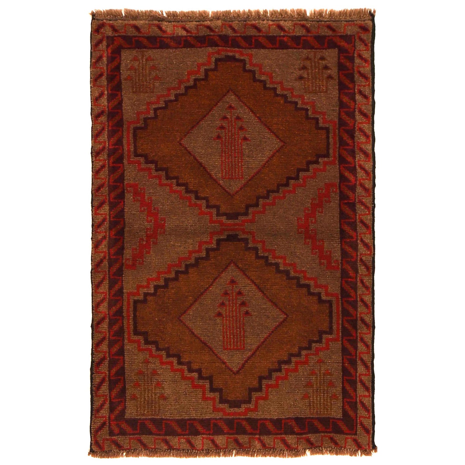 Brown Color Baluchi Rug 2' 9" x 4' 4" ft / 84 x 131 cm - No. W35788