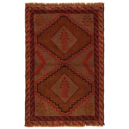 Brown Color Baluchi Rug 2' 9" x 4' 4" ft / 84 x 131 cm - No. W35788