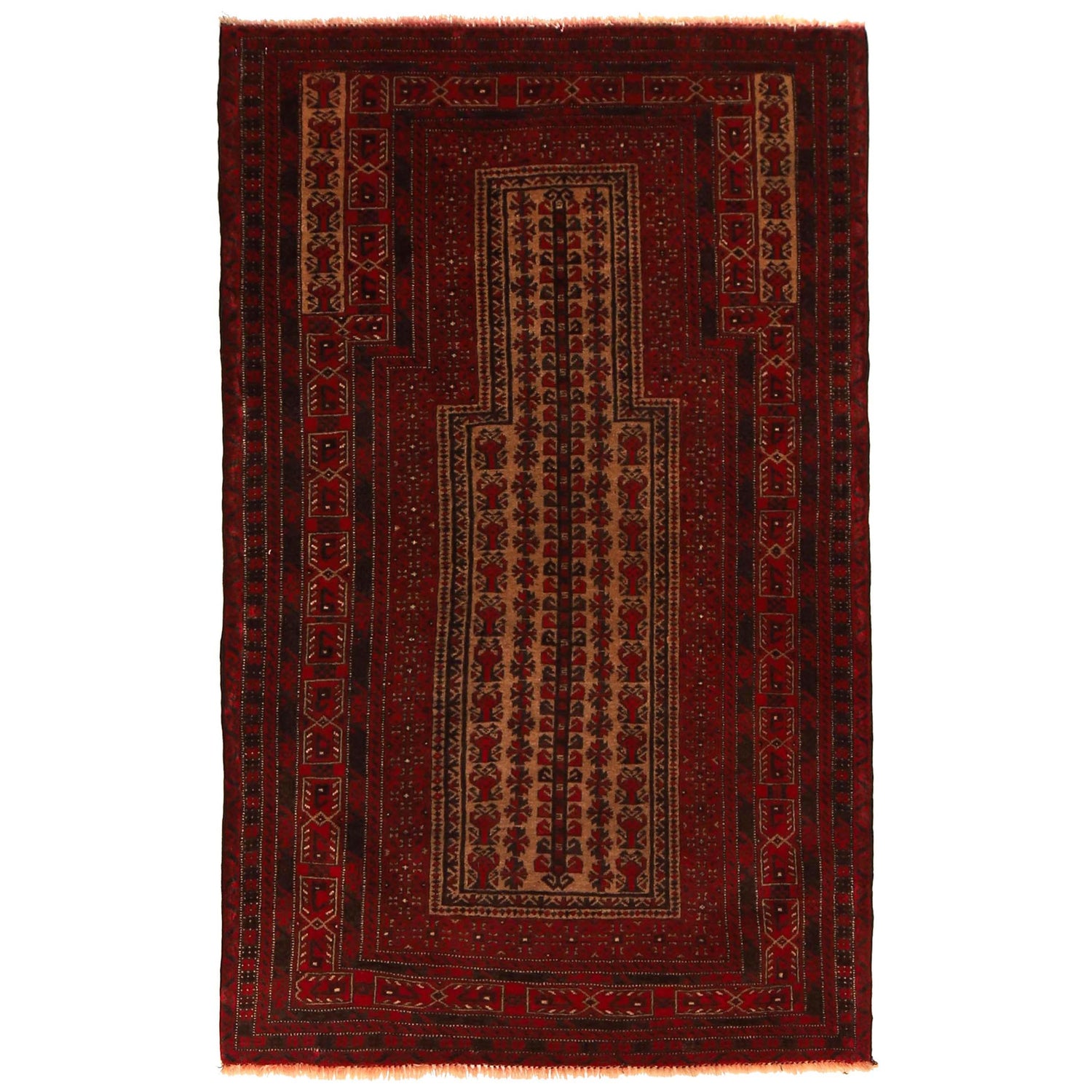 Islamic Prayer Carpet 3' 2" x 5' 1" ft / 97 x 154 cm -No. W35803