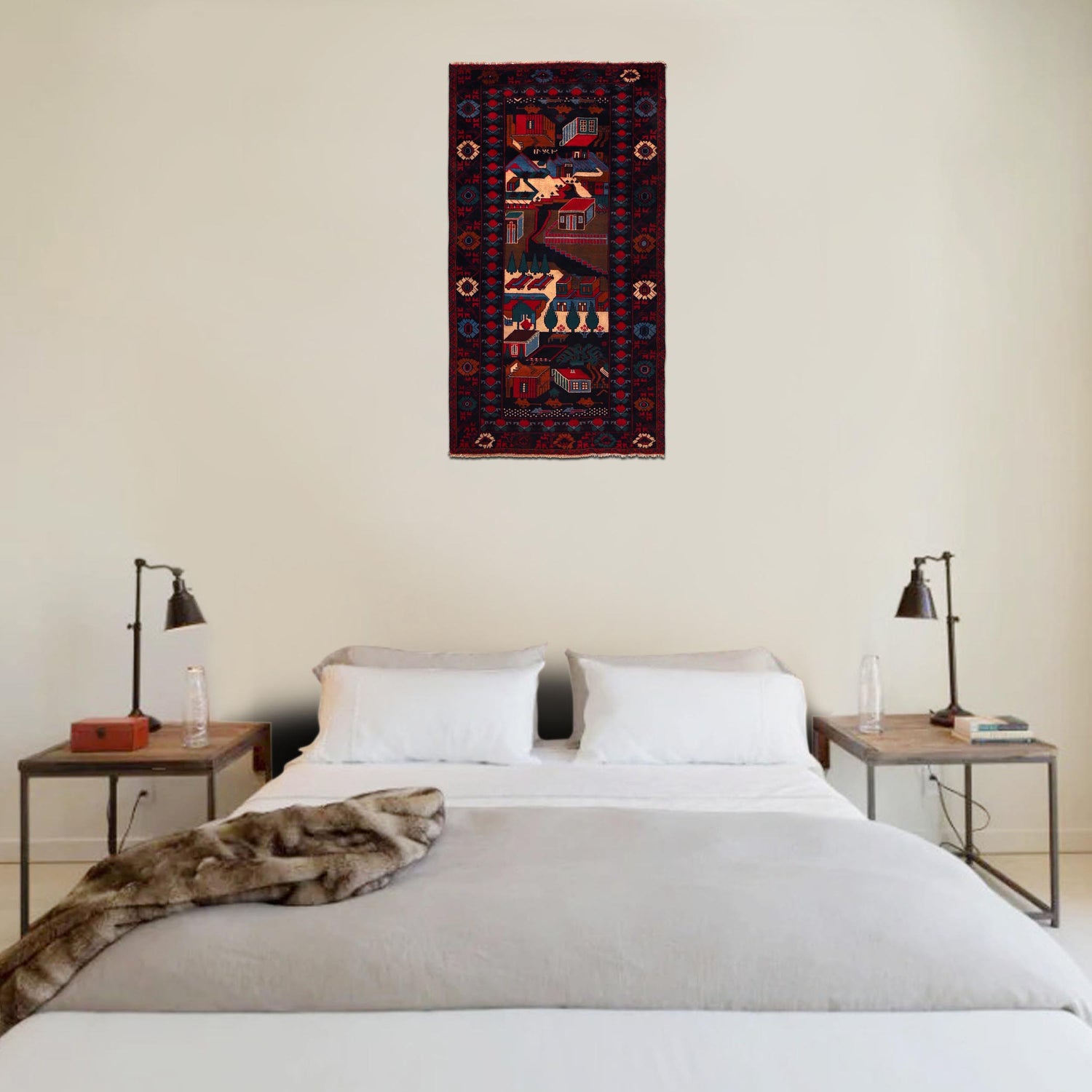 Handmade Picture Area Rug 3' 8" x 6' 9" ft / 111 x 207 cm - No. W35804