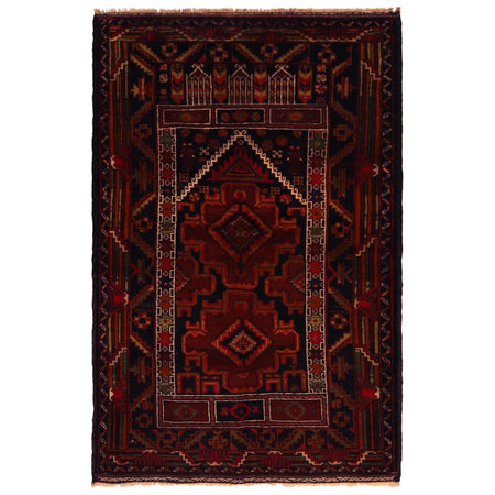 Muslim Prayer Rug 2' 10" x 4' 2" ft / 87 x 128 cm - No. W35894