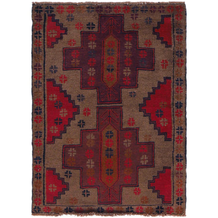 Brown Color Baluchi Rug 2' 11" x 4' 5" ft / 90 x 134 cm - No. W35901