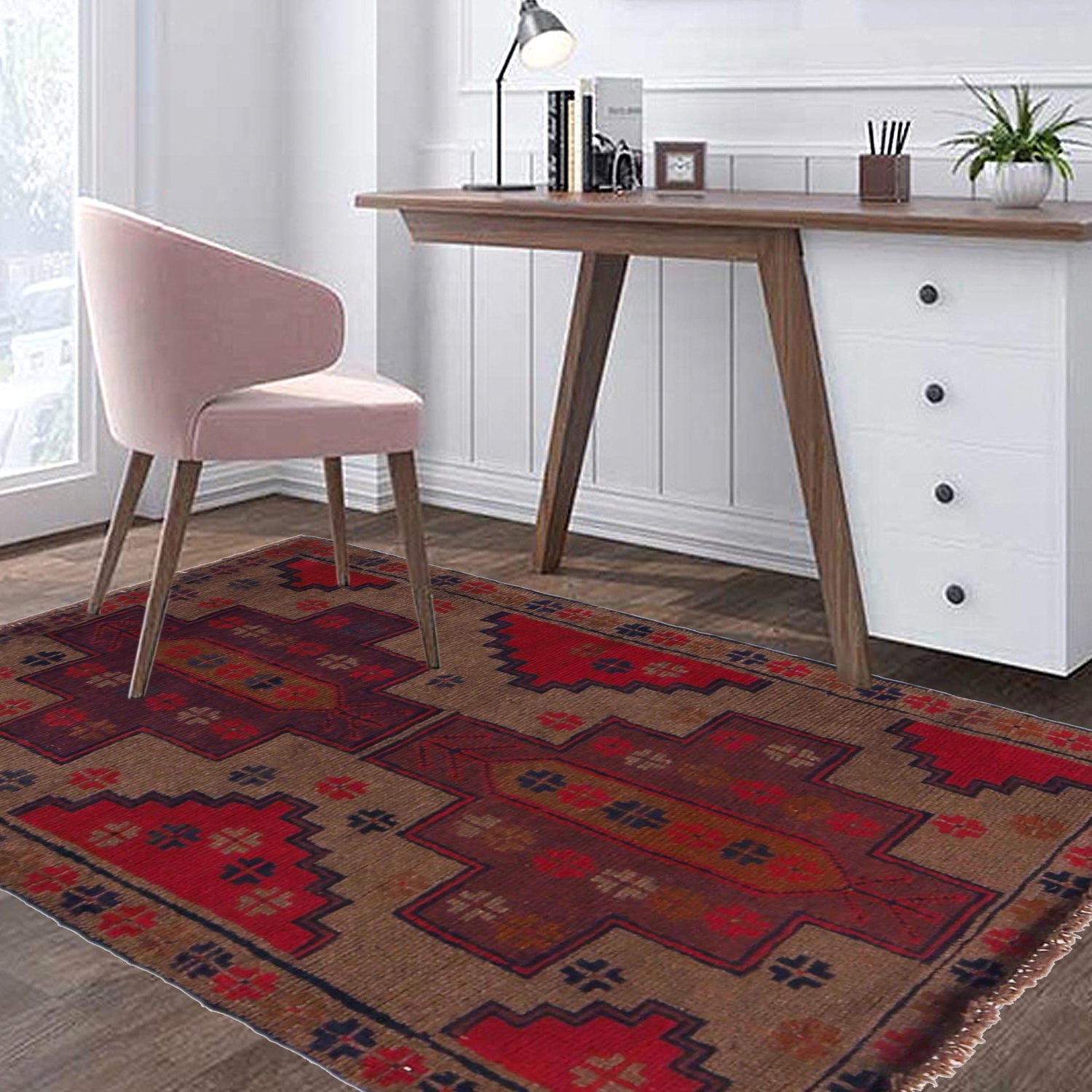 Brown Color Baluchi Rug 2' 11" x 4' 5" ft / 90 x 134 cm - No. W35901