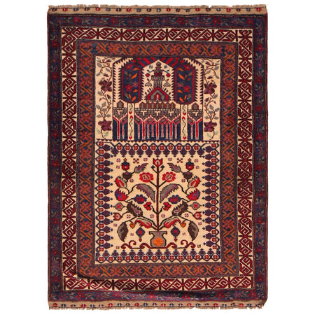 Small Prayer Carpet 3' 3" x 4' 4" ft / 98 x 132 cm - No. W35903