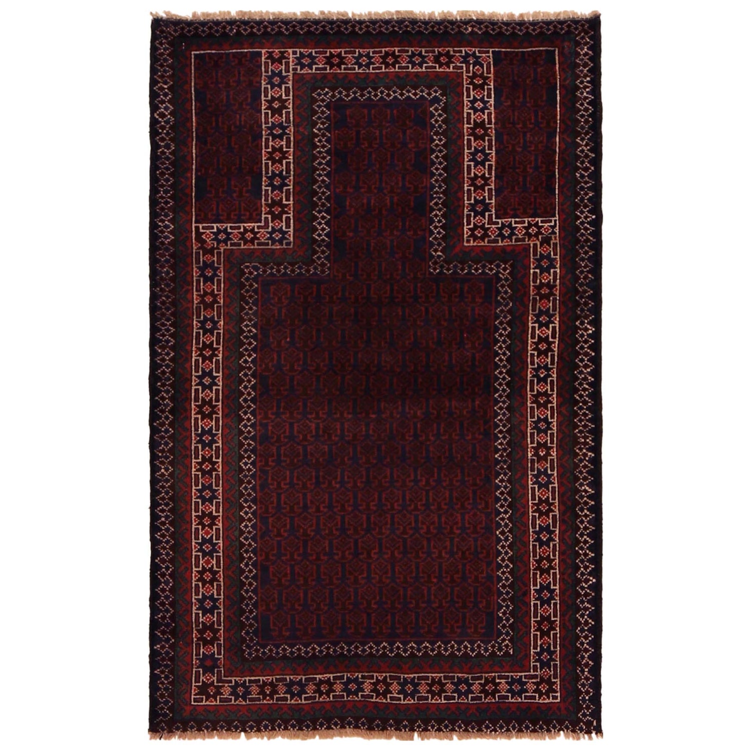 Hand Knotted Prayer Rug 2' 11" x 4' 6" ft / 88 x 138 cm -No. W35905