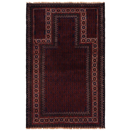 Hand Knotted Prayer Rug 2' 11" x 4' 6" ft / 88 x 138 cm -No. W35905