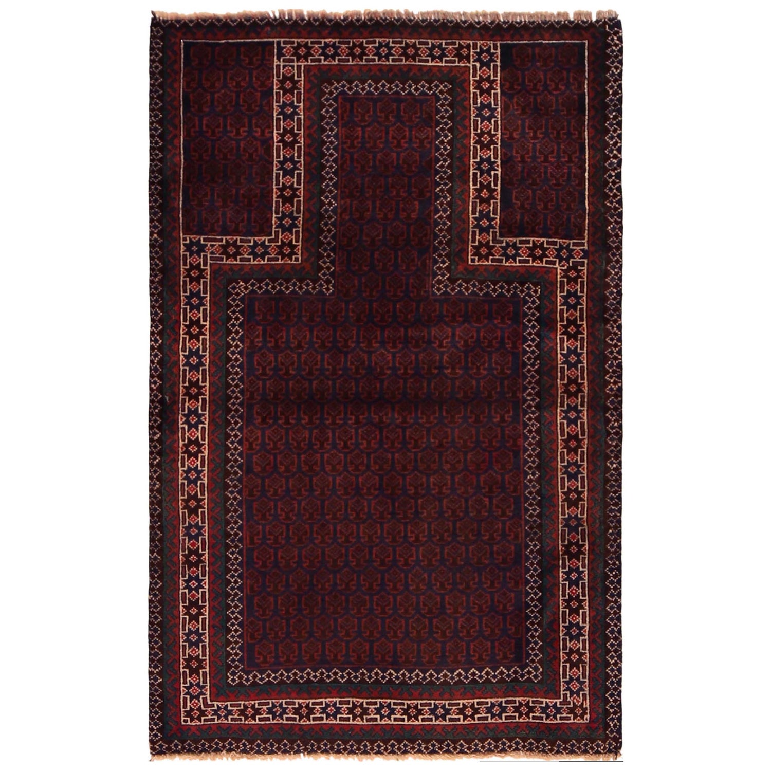 Islamic Prayer Carpet 2' 11" x 4' 7" ft / 90 x 140 cm -No. W35906