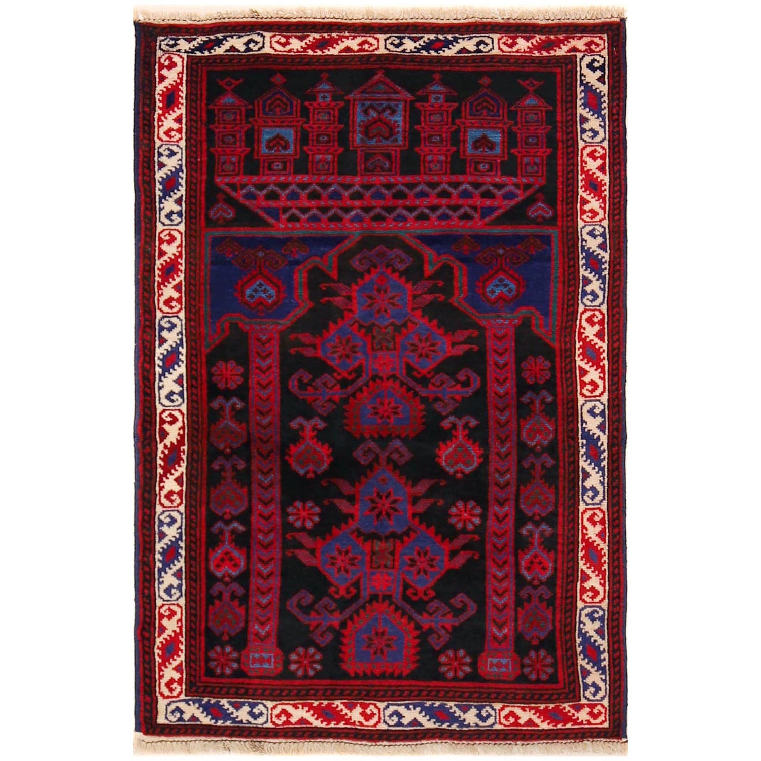 Hand Knotted Baluchi Rug 2' 6" x 3' 8" ft / 75 x 112 cm - No. W35907