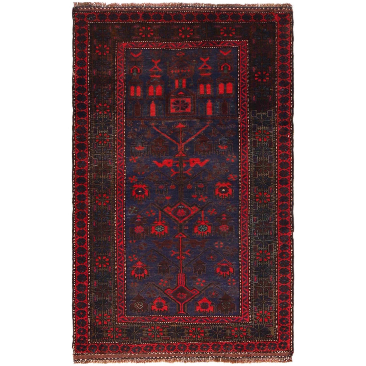 Hand Knotted Baluchi 3' 0" x 4' 10" ft / 91 x 148 cm - No. W35908