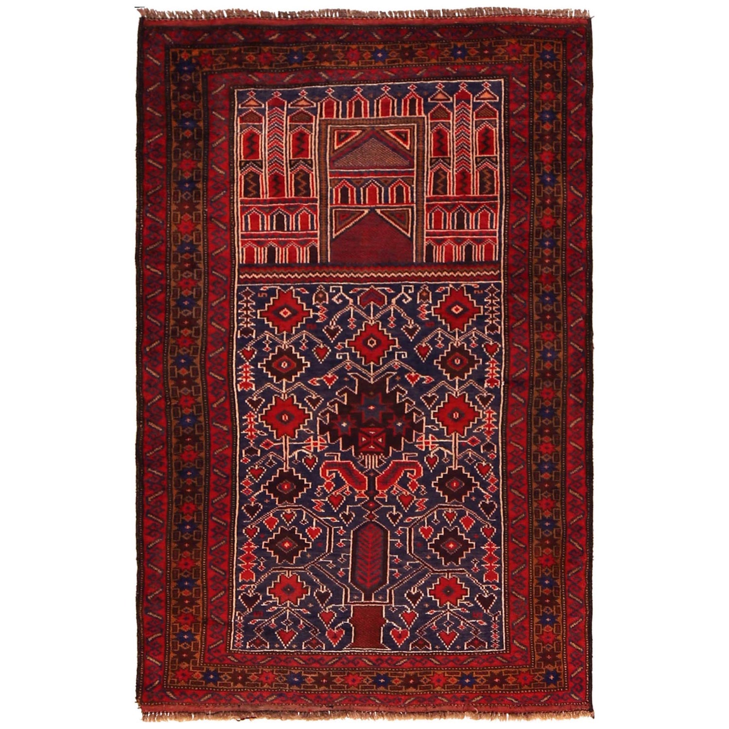Handmade Prayer Rug 2' 11" x 4' 6" ft / 89 x 137 cm -No. W35909