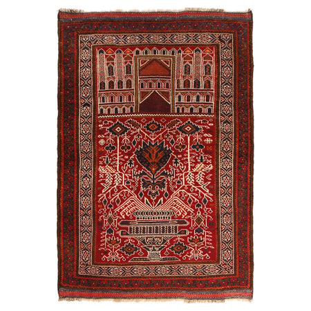 Small Prayer Carpet 3' 4" x 4' 11" ft / 102 x 150 cm -No. W35910