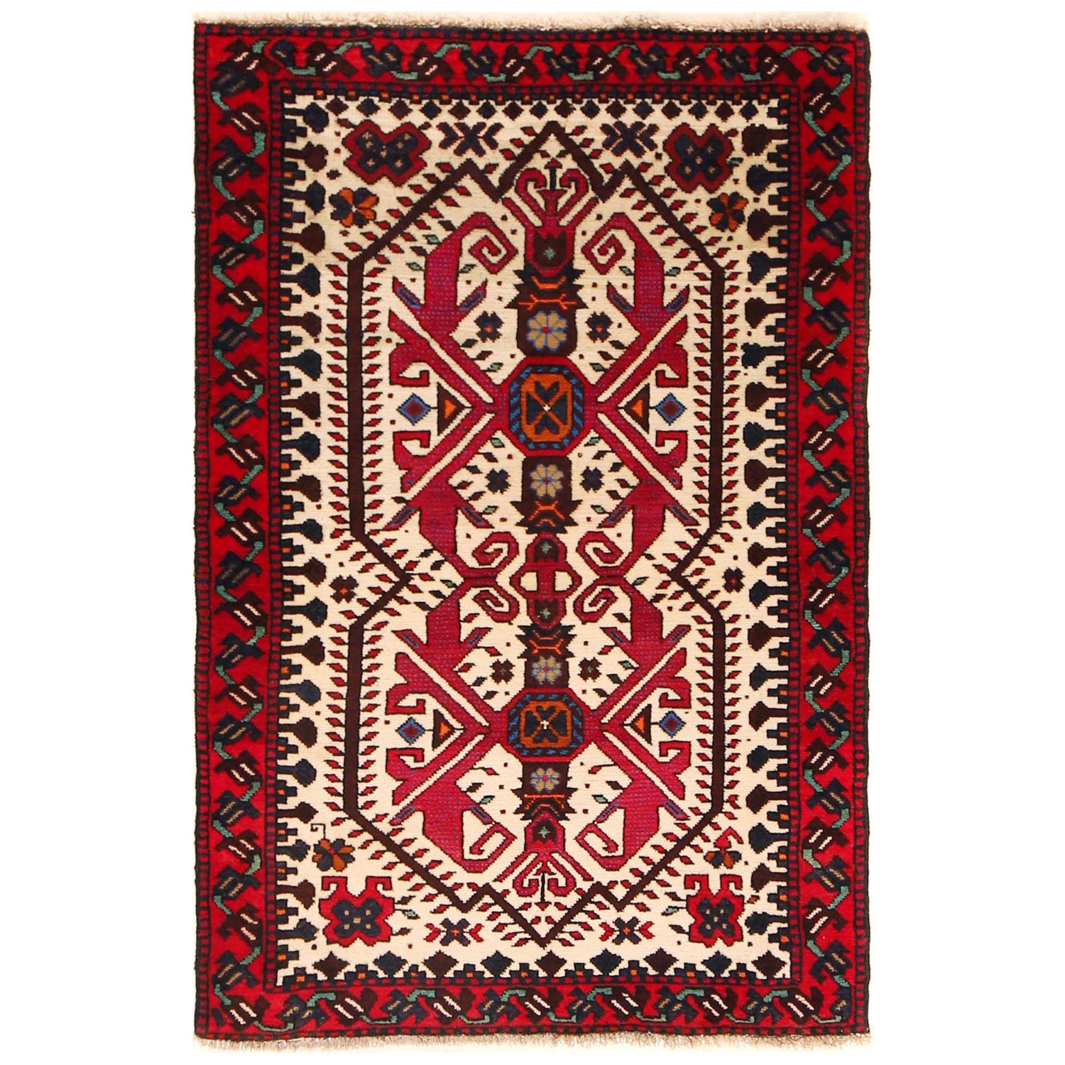 Beige Color Baluchi Rug 3' 3" x 4' 9" ft / 98 x 146 cm - No. W35912