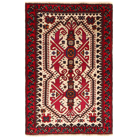 Beige Color Baluchi Rug 3' 3" x 4' 9" ft / 98 x 146 cm - No. W35912