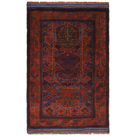 Multi Color Baluchi Rug 3' 1" x 5' 2" ft / 95 x 158 cm - No. W35913