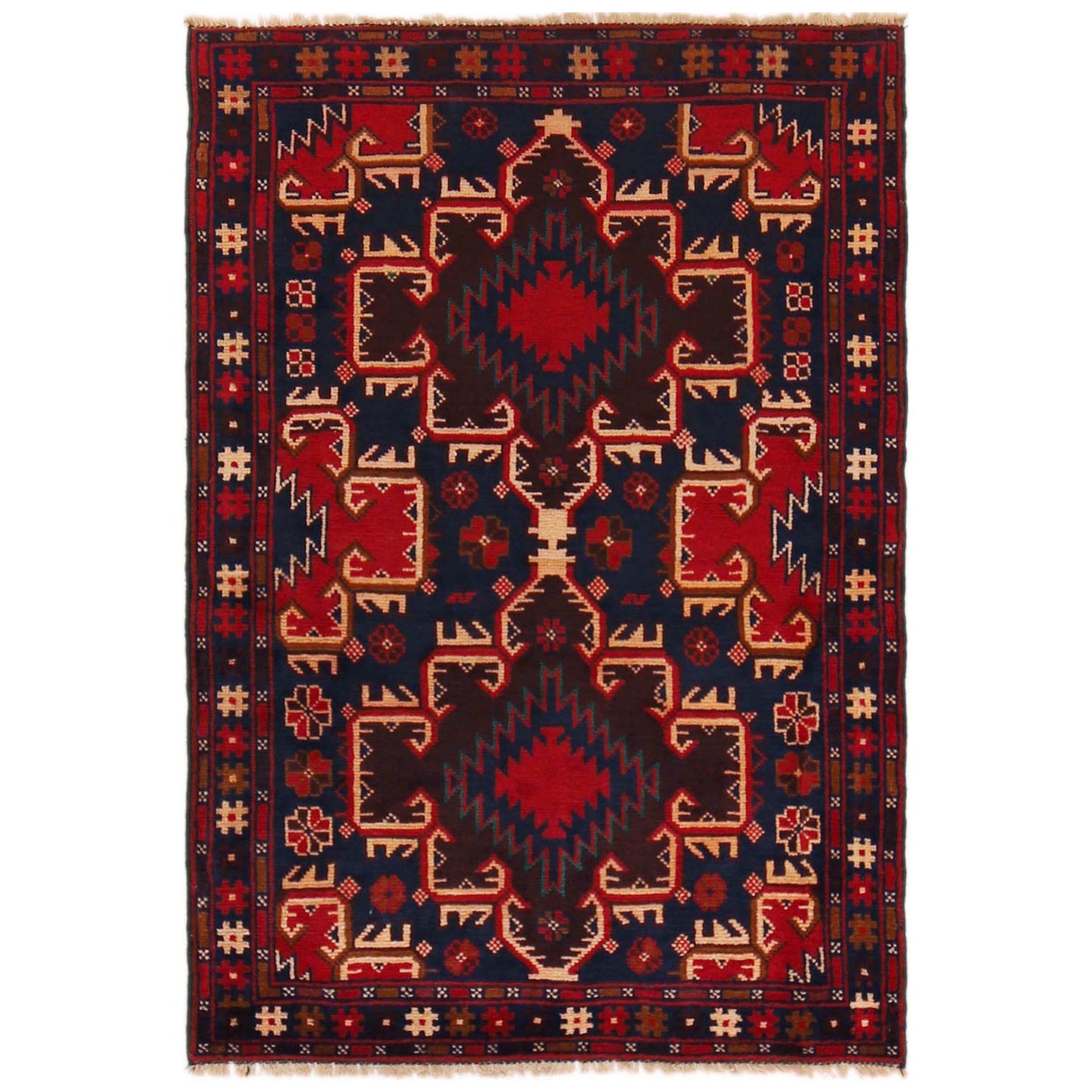 Multi Color Baluchi Rug 3' 1" x 4' 6" ft / 93 x 138 cm - No. W35915