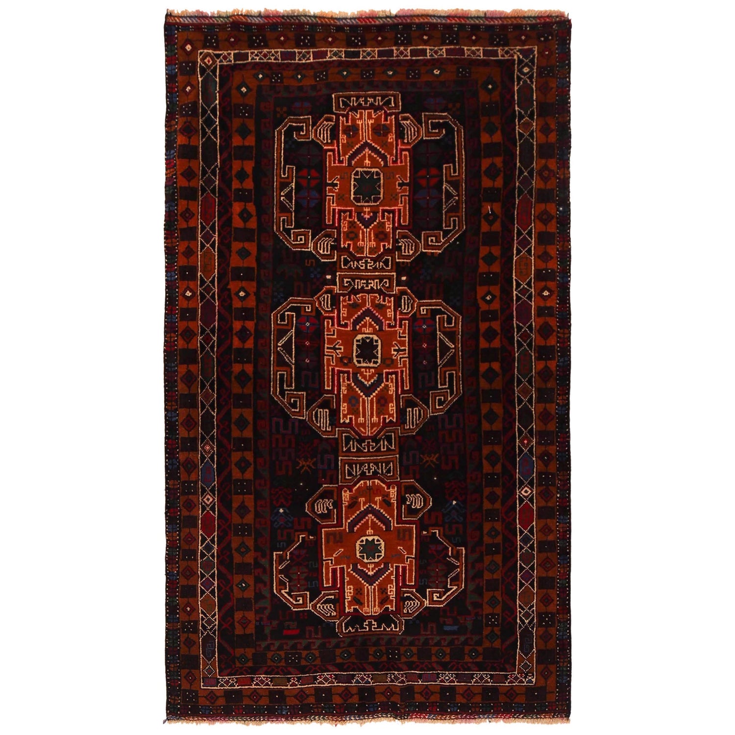 Tribal Baloch Rug 3' 2" x 5' 7" ft / 96 x 170 cm - No. W35926