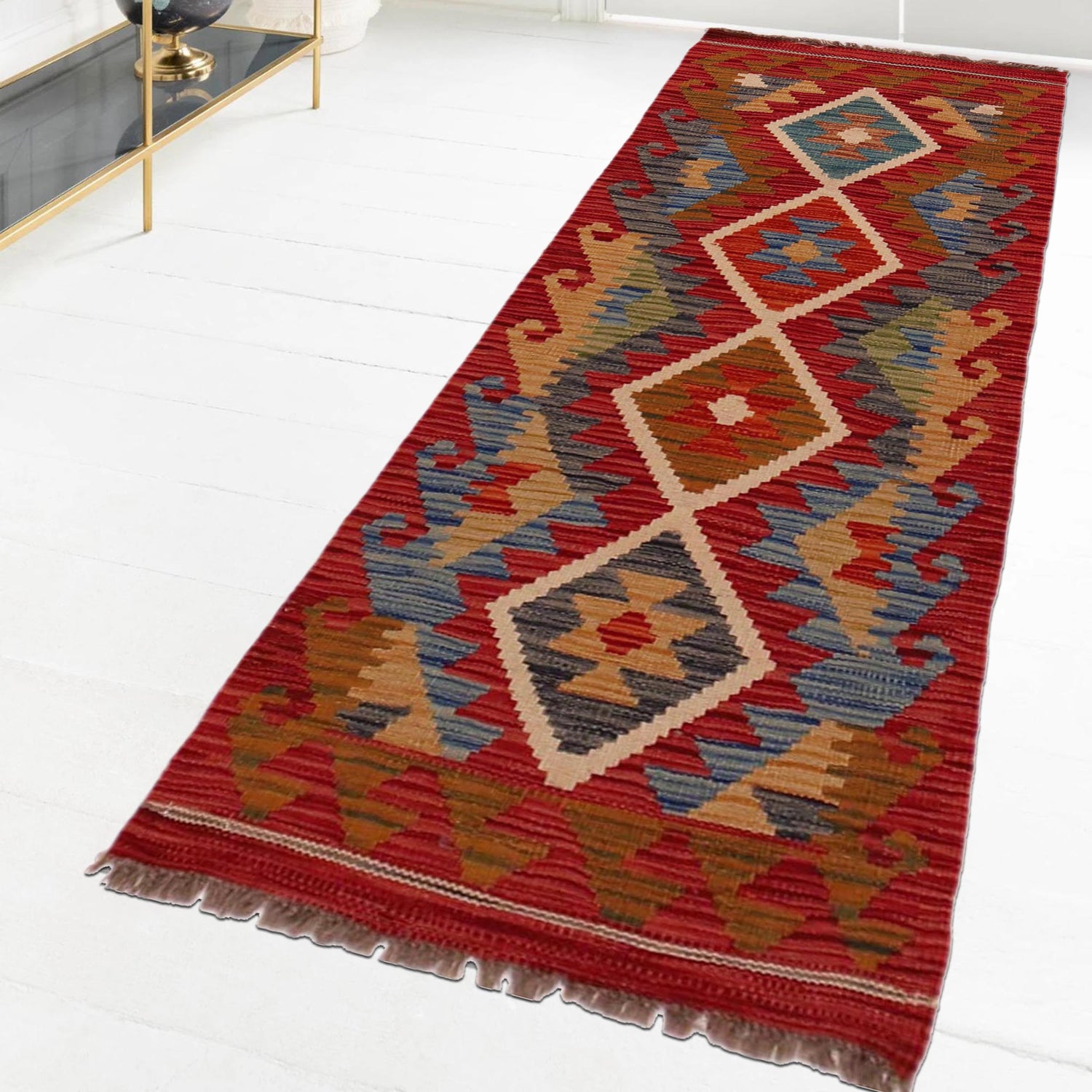 Handmade Vegetable Kelim Runner 1' 8" x 4' 11"  ft / 50 x 151 cm - No. W35937