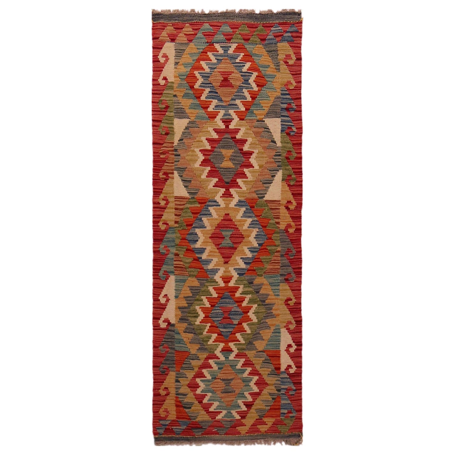 Hand Knotted Afghan Style Kilim Runner 1' 8" x 5' 1"  ft / 52 x 156 cm - No. W35938