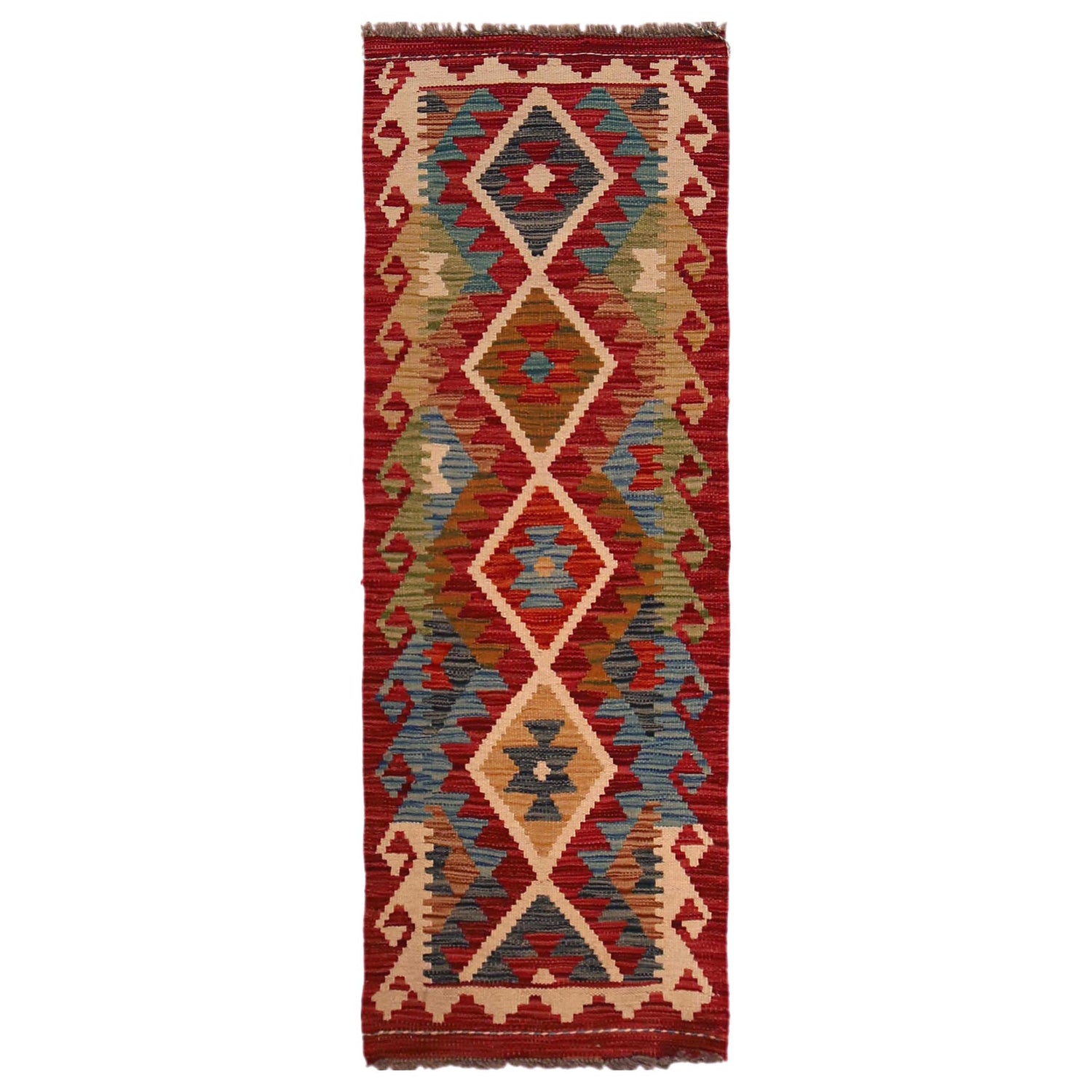 Handmade Turkish Design Wool Kilim Runner 1' 8" x 4' 10"  ft / 50 x 147 cm - No. W35942