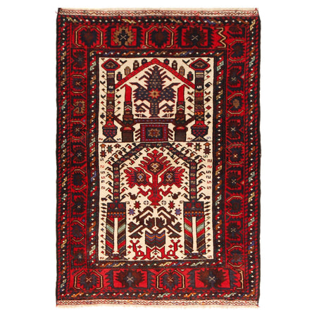 Handmade Prayer Rug 3' 2" x 4' 8" ft / 96 x 142 cm -No. W36333