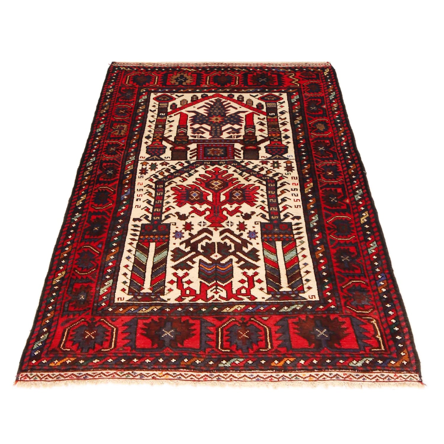 Handmade Prayer Rug 3' 2" x 4' 8" ft / 96 x 142 cm -No. W36333