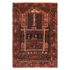 Multi Color Prayer Rug 2' 9" x 4' 3" ft / 85 x 130 cm - No. W36340