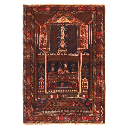 Multi Color Prayer Rug 2' 9" x 4' 3" ft / 85 x 130 cm - No. W36340