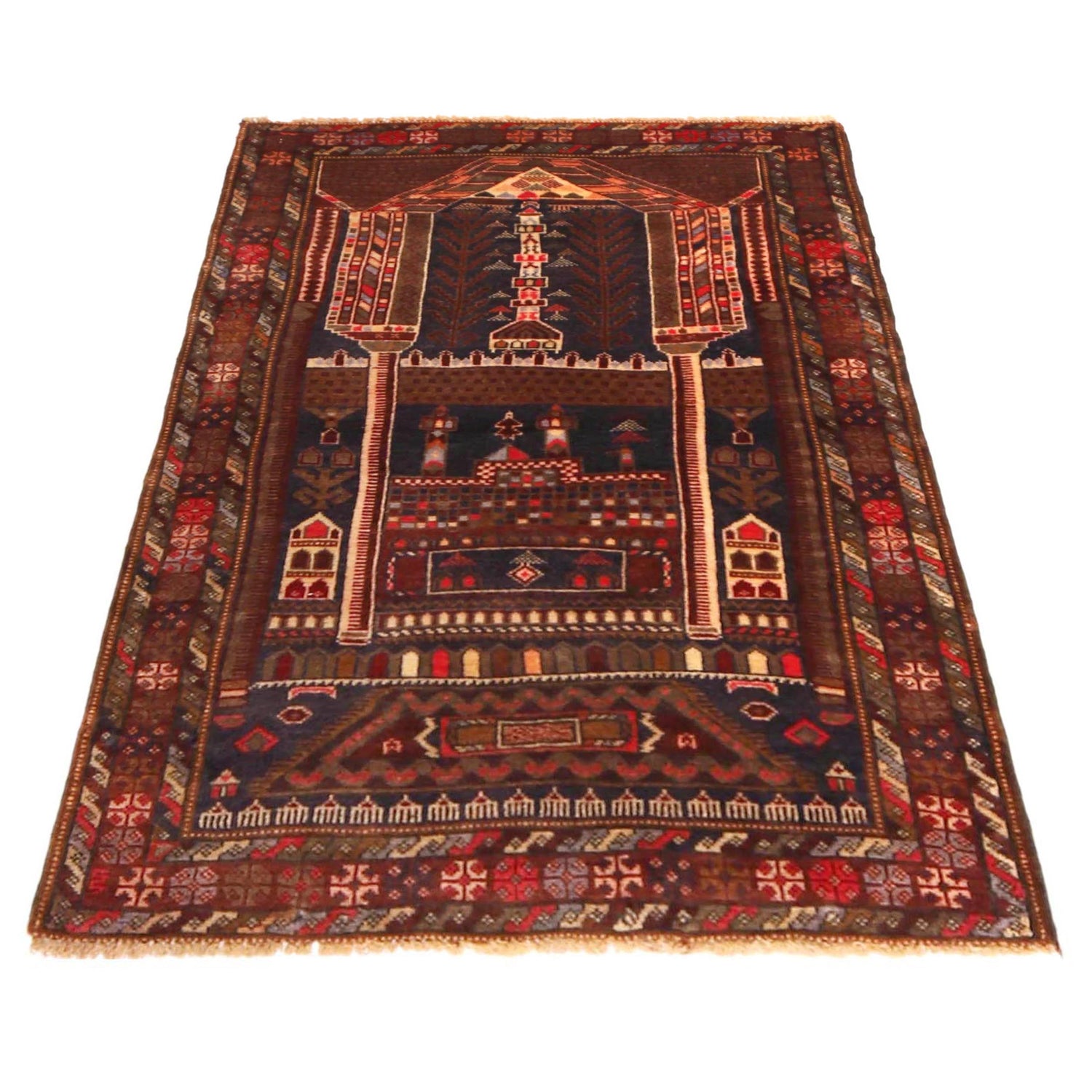 Multi Color Prayer Rug 2' 9" x 4' 3" ft / 85 x 130 cm - No. W36340