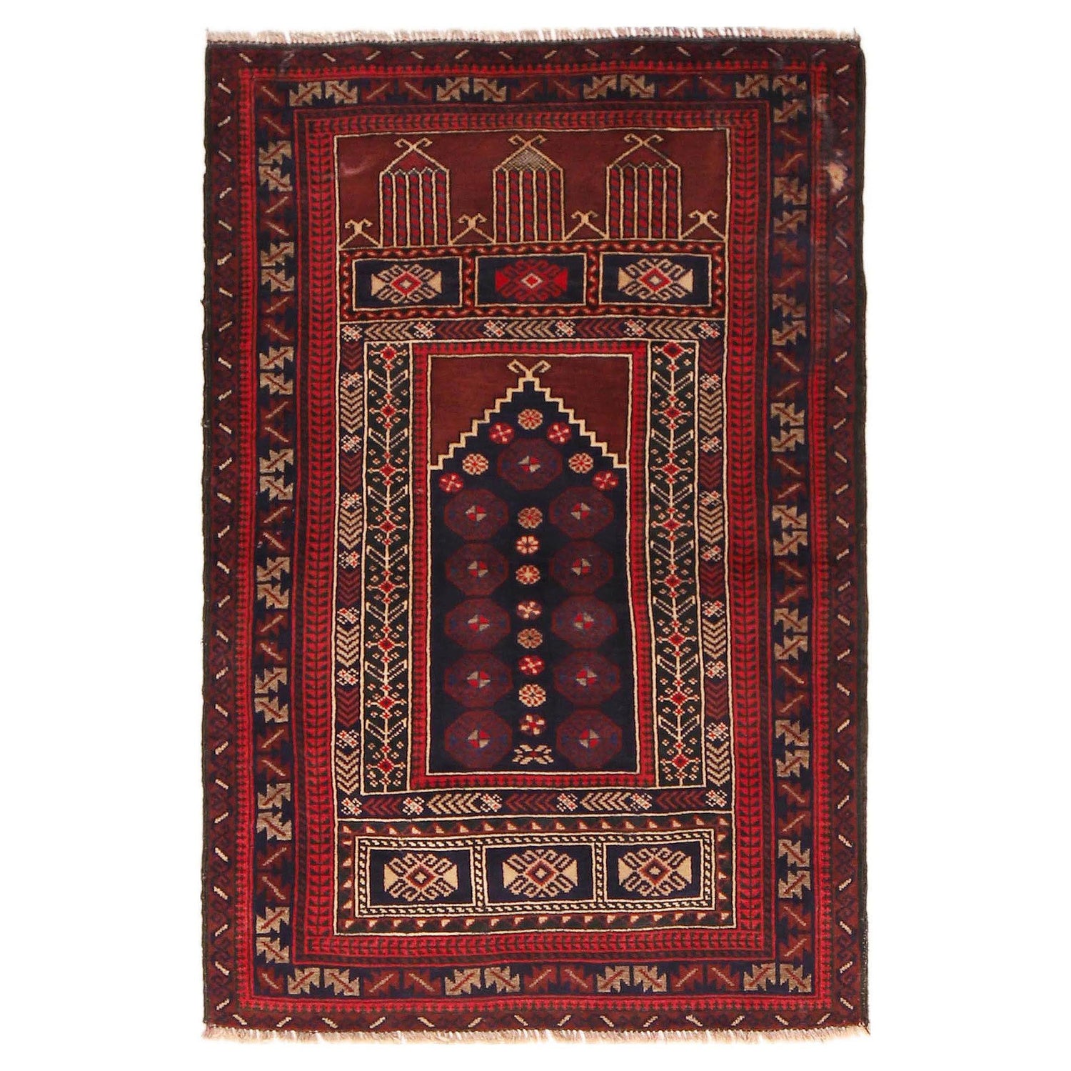 Hand Knotted Prayer Rug 2' 10" x 4' 3" ft / 87 x 130 cm - No. W36341