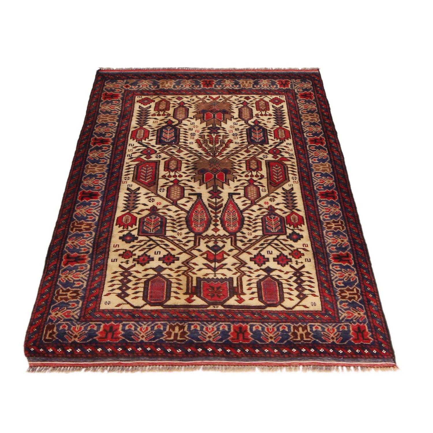 Traditional Baloch Rug 3' 2" x 4' 7" ft / 97 x 140 cm - No. W36344