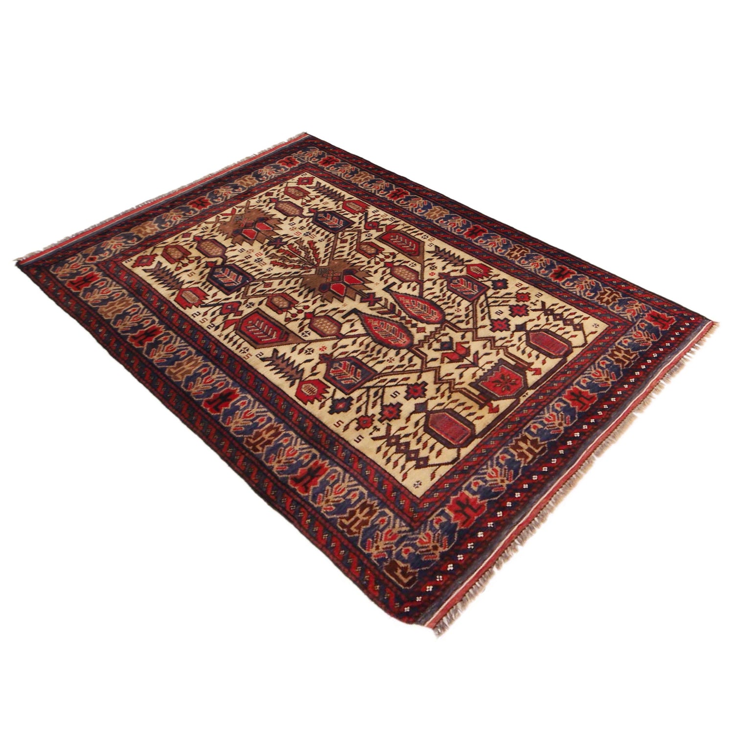 Traditional Baloch Rug 3' 2" x 4' 7" ft / 97 x 140 cm - No. W36344