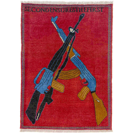 Red Color War Rug 2' 9" x 3' 10" ft / 83 x 118 cm - No. W36605