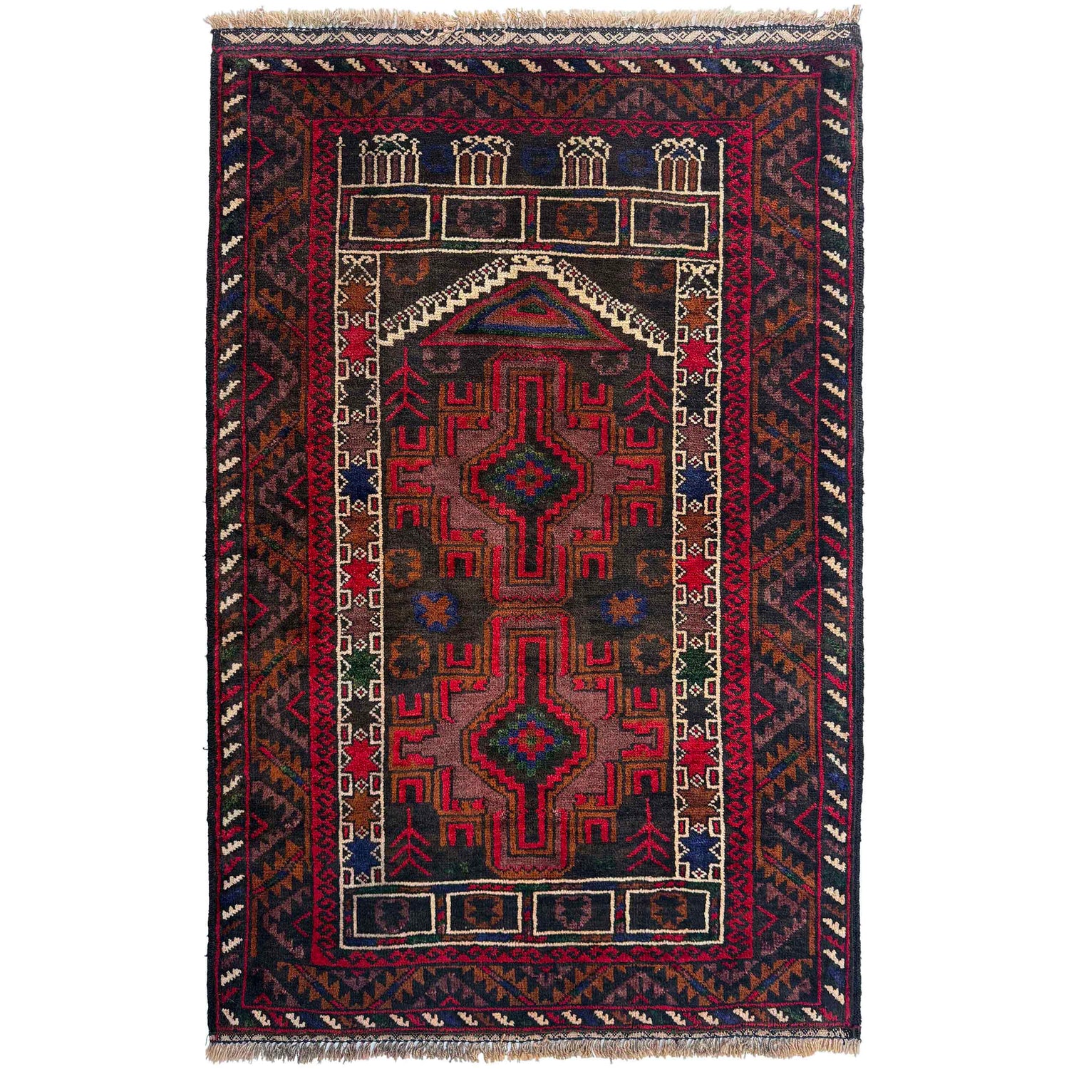 Handmade Prayer Rug 2' 9" x 4' 0" ft / 85 x 123 cm - No. W36702