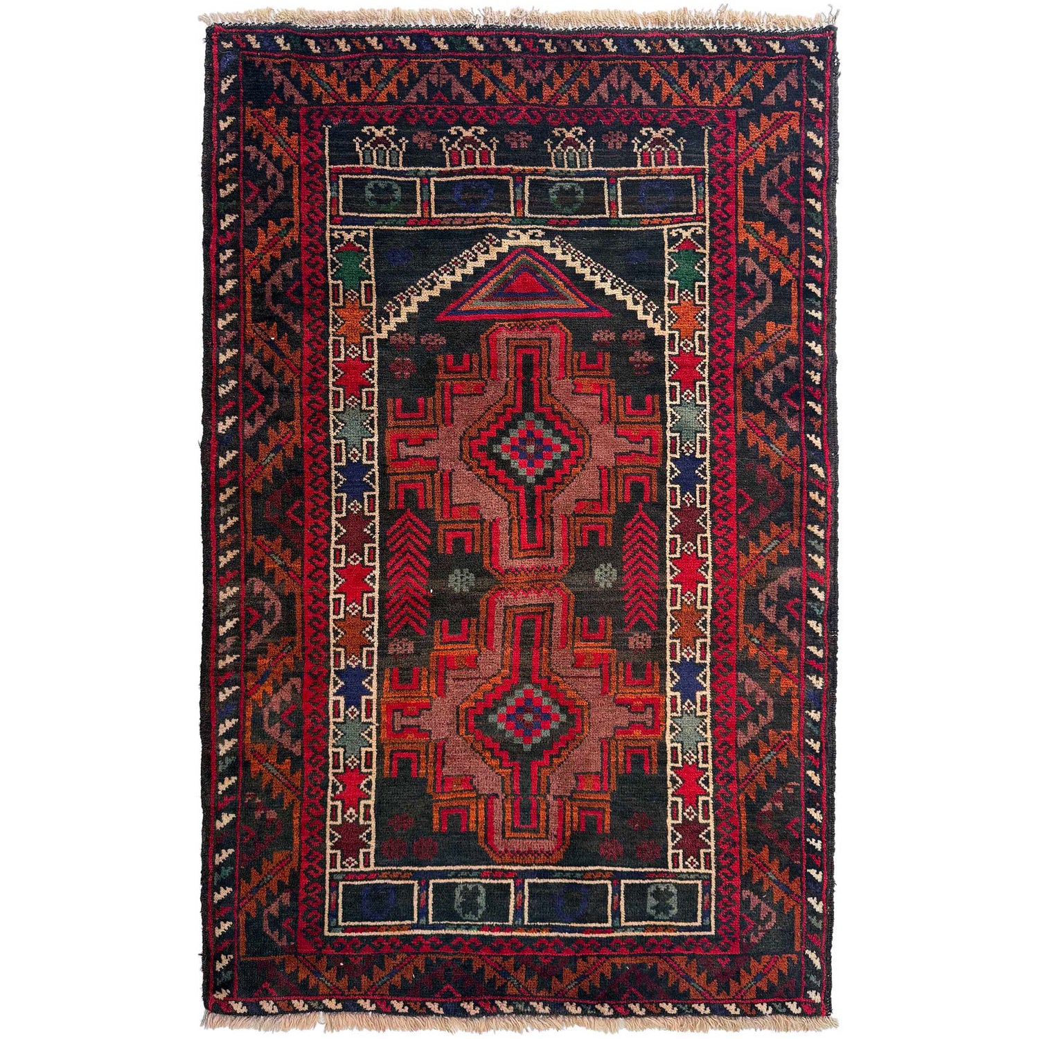 Small Prayer Carpet 2' 9" x 4' 4" ft / 85 x 133 cm - No. W36703