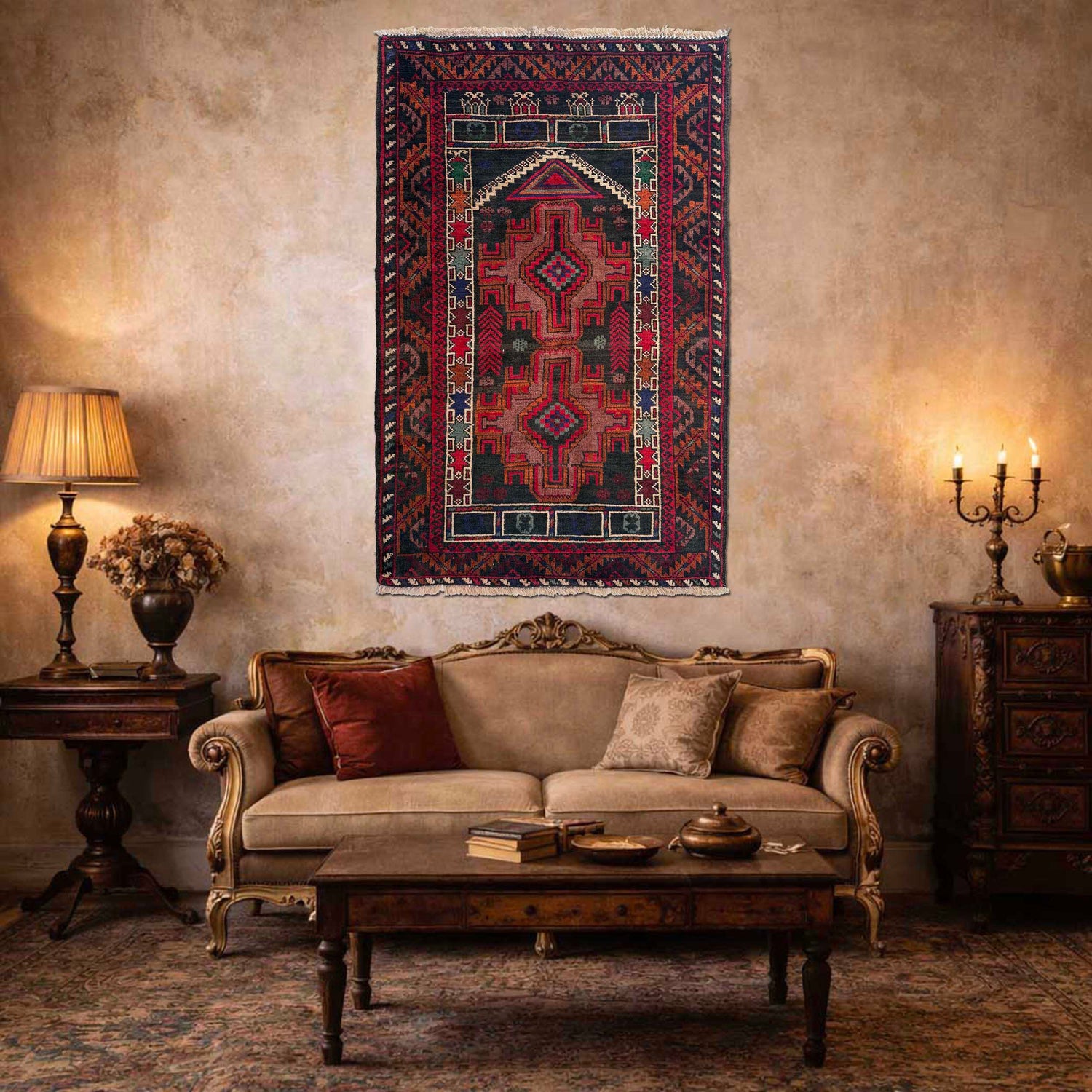 Small Prayer Carpet 2' 9" x 4' 4" ft / 85 x 133 cm - No. W36703