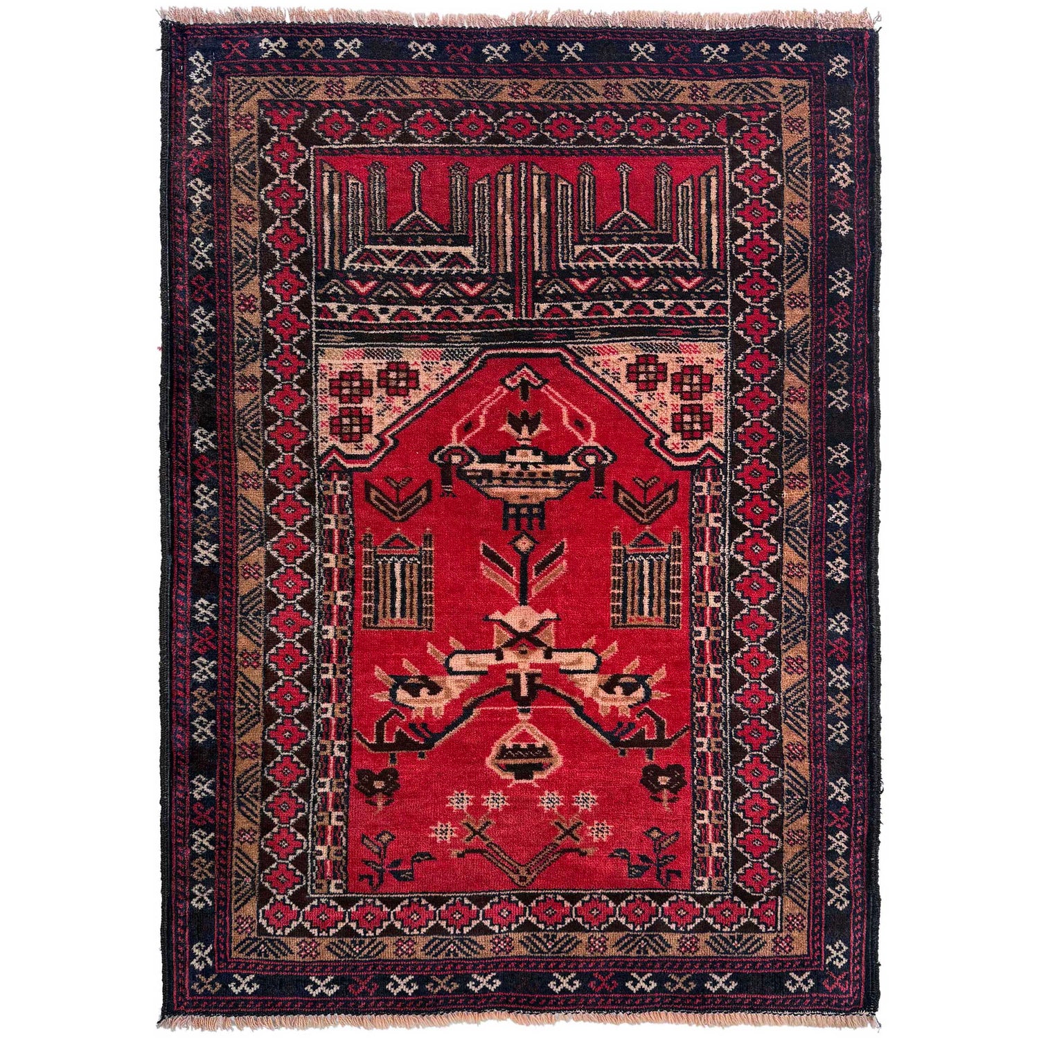 Islamic Prayer Carpet 2' 11" x 4' 3" ft / 90 x 130 cm - No. W36707