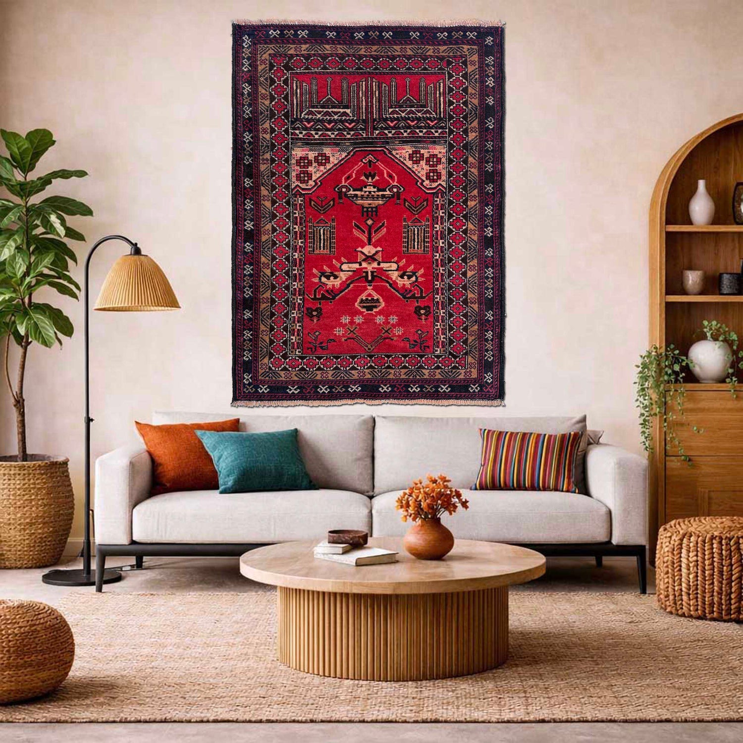 Islamic Prayer Carpet 2' 11" x 4' 3" ft / 90 x 130 cm - No. W36707