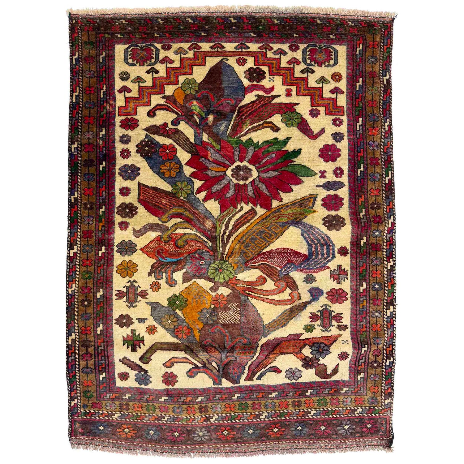 Traditional Baloch Rug 3' 5" x 4' 8" ft / 105 x 141 cm - No. W36721
