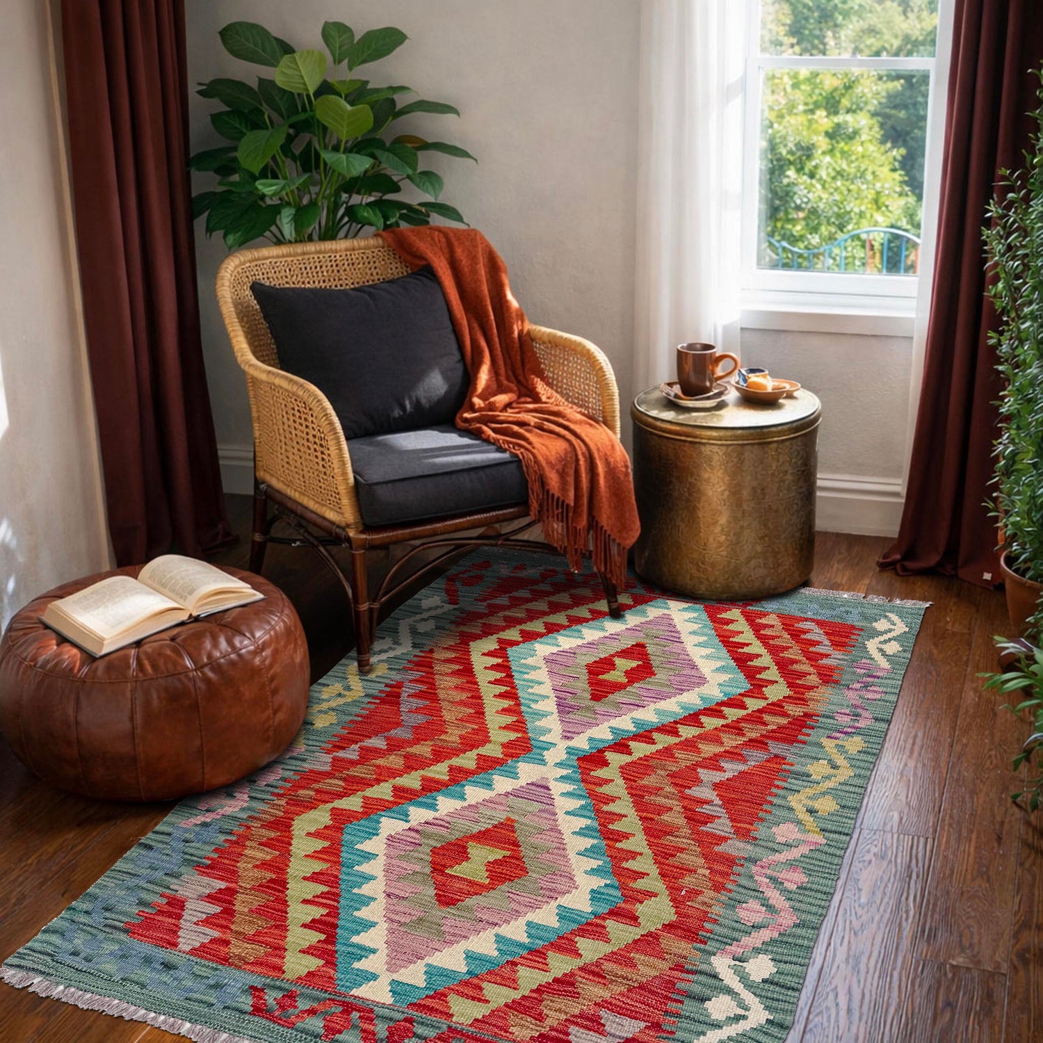 Hand Made Afghan Kilim 2' 7" x 4' 0" ft / 79 x 123 cm - No. W36766