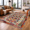 Hand Knotted Afghan Style Kilim 5' 1" x 6' 7" ft / 154 x 200 cm - No. W36768