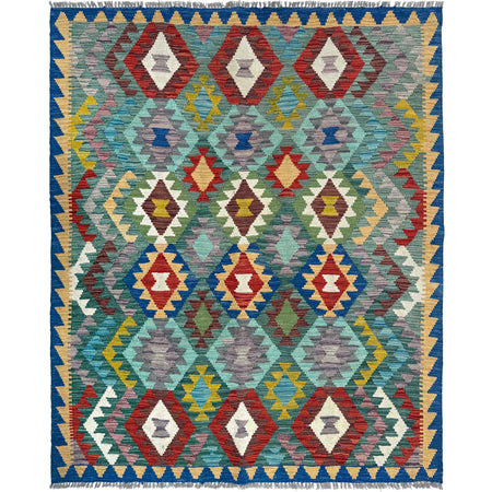 Hand Woven Wool Kelim 4' 7" x 5' 5" ft / 140 x 164 cm - No. W36797