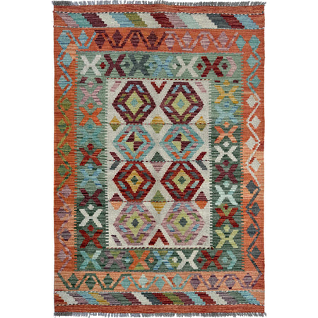 Hand Knotted Flatweave Kilim 3' 4" x 4' 11" ft / 102 x 151 cm - No. W36805