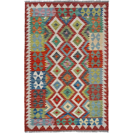Handmade Afghan Vegetable Kilim 3' 3" x 4' 11" ft / 99 x 150 cm - No. W36807