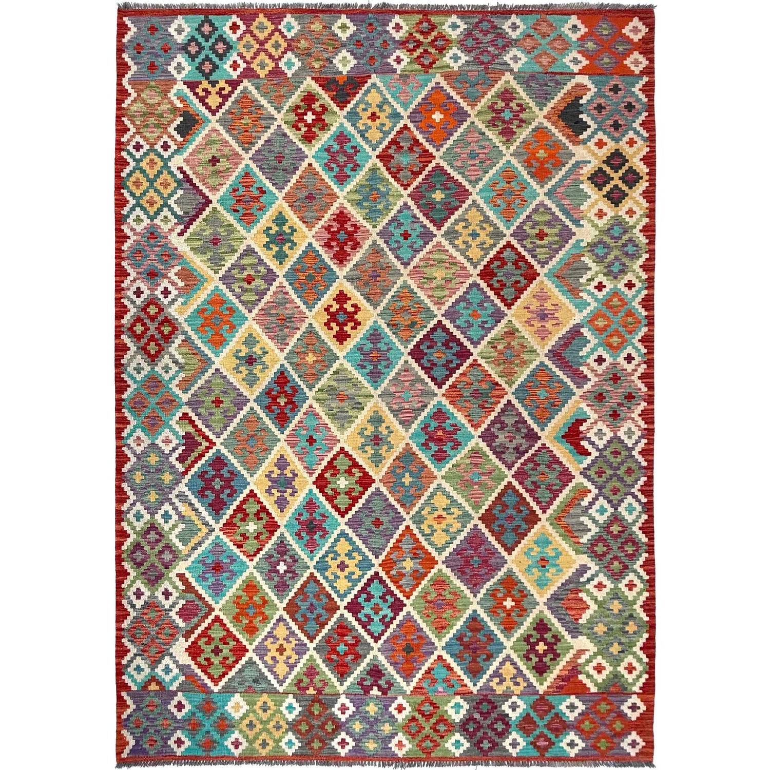 Handmade Vegetable Kilim 6' 8" x 9' 9" ft / 202 x 297 cm - No. W36818