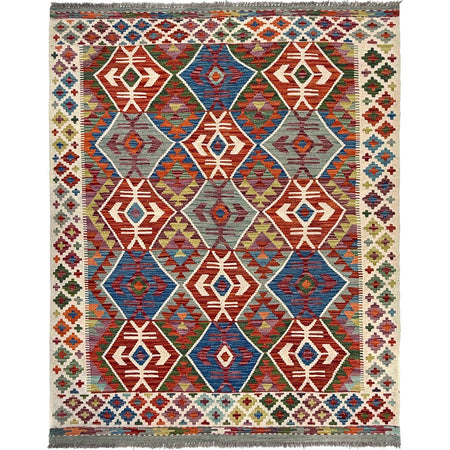 Hand Made Afghan Kilim 4' 10" x 6' 4" ft / 148 x 193 cm - No. W36828
